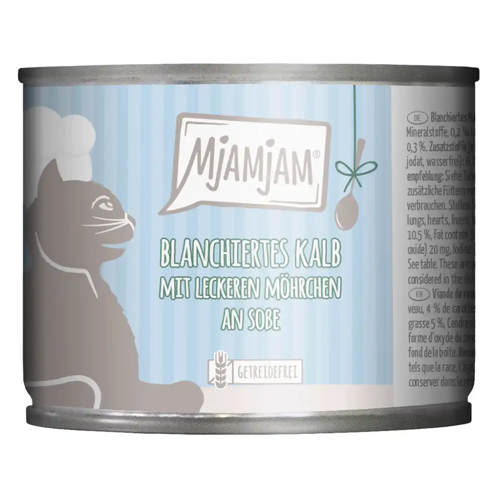 MjAMjAM en salsa comida húmeda para gatos 6 x 185 g - ternera escaldada con sabrosas zanahorias