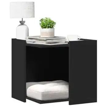 Mueble Arenero Para Gatos Madera Ingeniería Negro 53x53x51 Cm