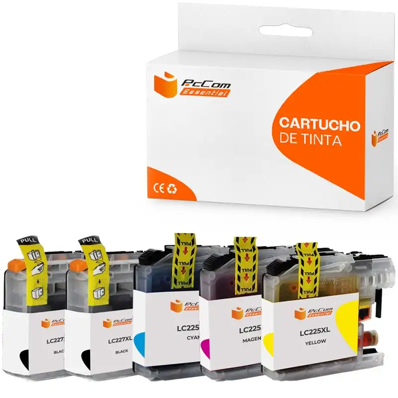 Pccom Essential Brother Lc227xl/lc225xl Cartucho Tinta Compatible Negro/cian/magenta/amarillo Pack 5