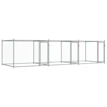 Jaula De Perros Con Puertas Acero Galvanizado Gris 6x2x1,5 M Vidaxl