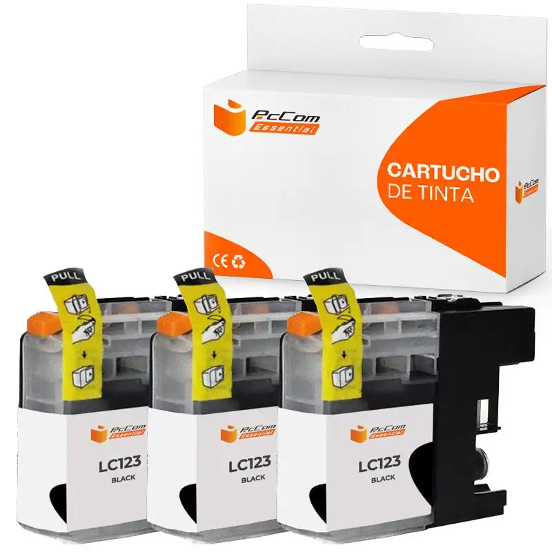 Pccom Essential Brother Lc123/lc121 Cartucho Tinta Compatible Negro Pack 3