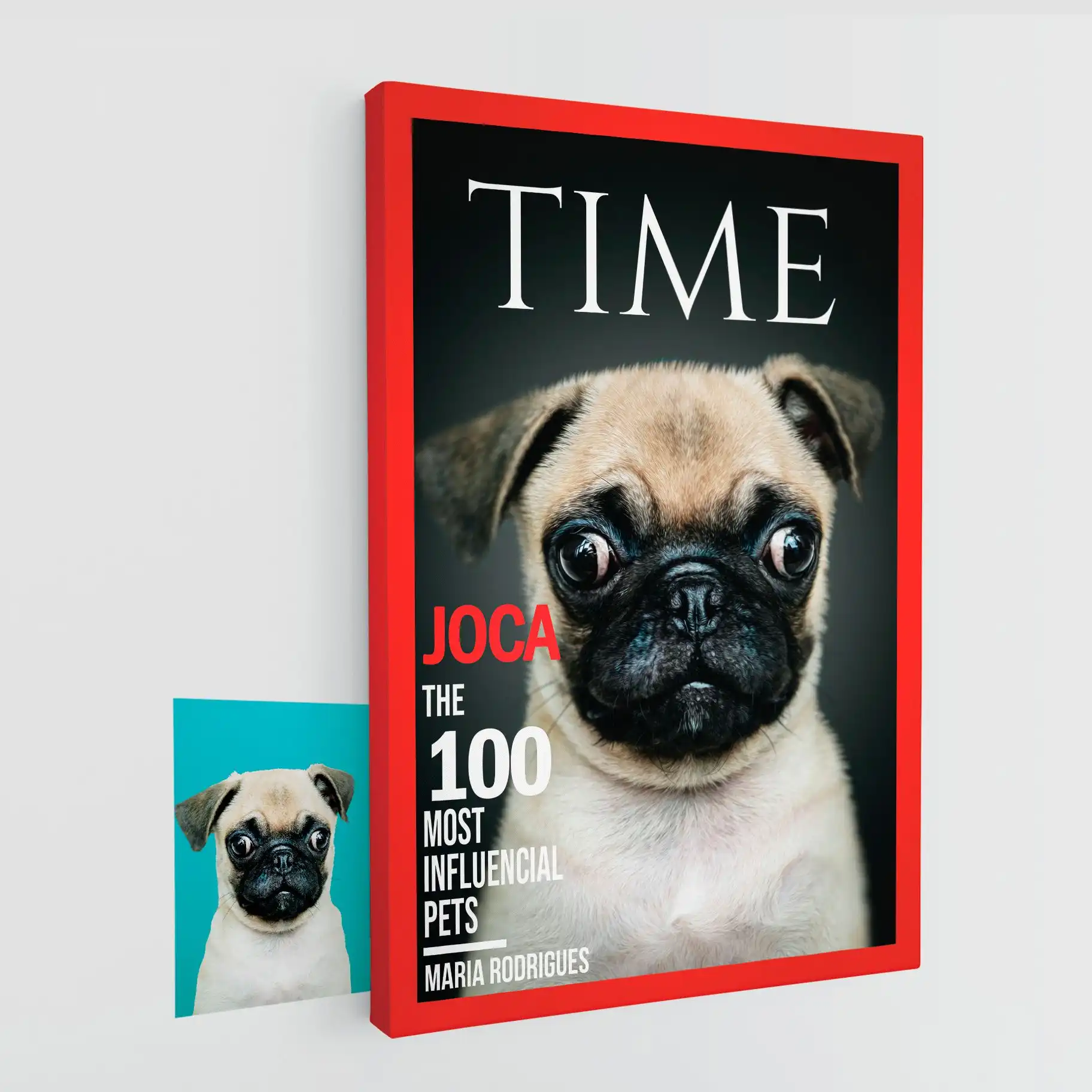 Pet Story Retrato Personalizado de Mascota Lienzo Portada de la revista Time