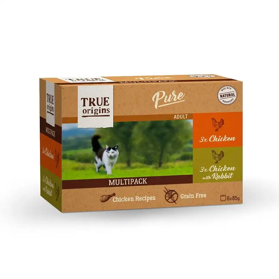 True Origins Pure Pollo y Conejo lata en salsa para gatos - Multipack