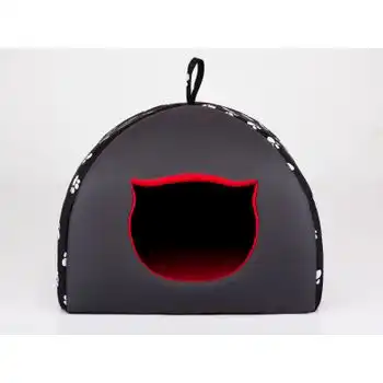 Caseta Para Gatos Con Almohada R2 44x44 Negro Huellas Igloo