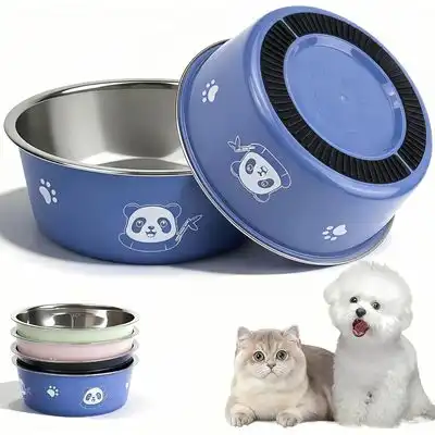 HausPets Lote 4 comederos gato acero 14 cm – 4 colores - Azul, negro, rosa, verde - HausPets - Comparador de precios