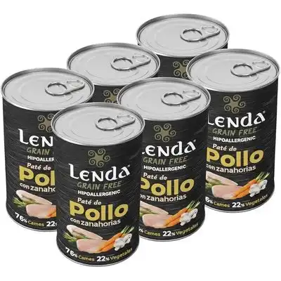 Lenda Paté para Perros Pollo con Zanahorias Sin Cereales - 6 x 400 g - Lenda - Comparador de precios