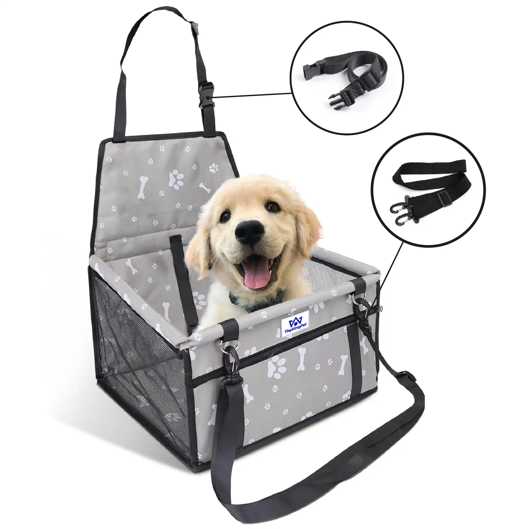 TheKingPet Asiento de seguridad para coches negro para perros - 40 x 38 x 38 cm - TheKingPet - Comparador de precios