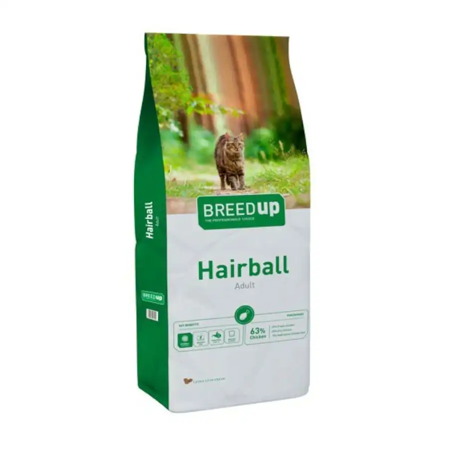 Breed Up Adult Hairball Pollo pienso para gatos