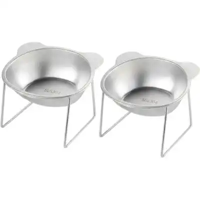 HausPets Comedero gato elevado acero 15° – 2 piezas - 2 cuencos de acero inoxidable - HausPets - Comparador de precios