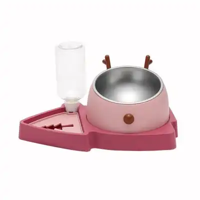 UAMLY Comedero para gatos 3 en 1 con dispensador de agua - rosa - Uamly - Comparador de precios