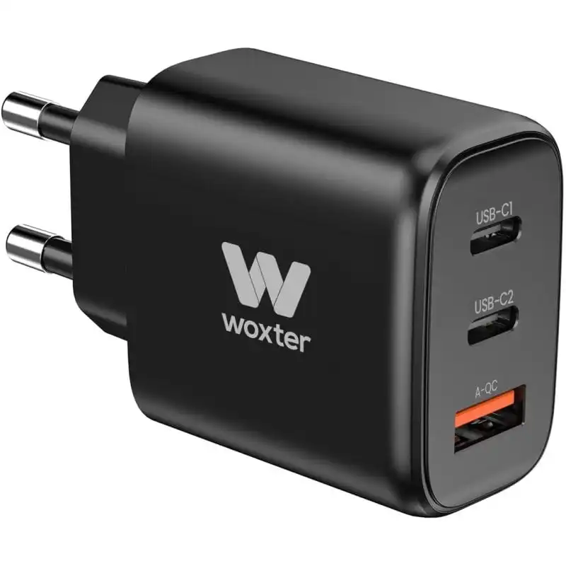 Woxter Cargador Carga Rápida 2 Tomas USB-C + USB A 65W