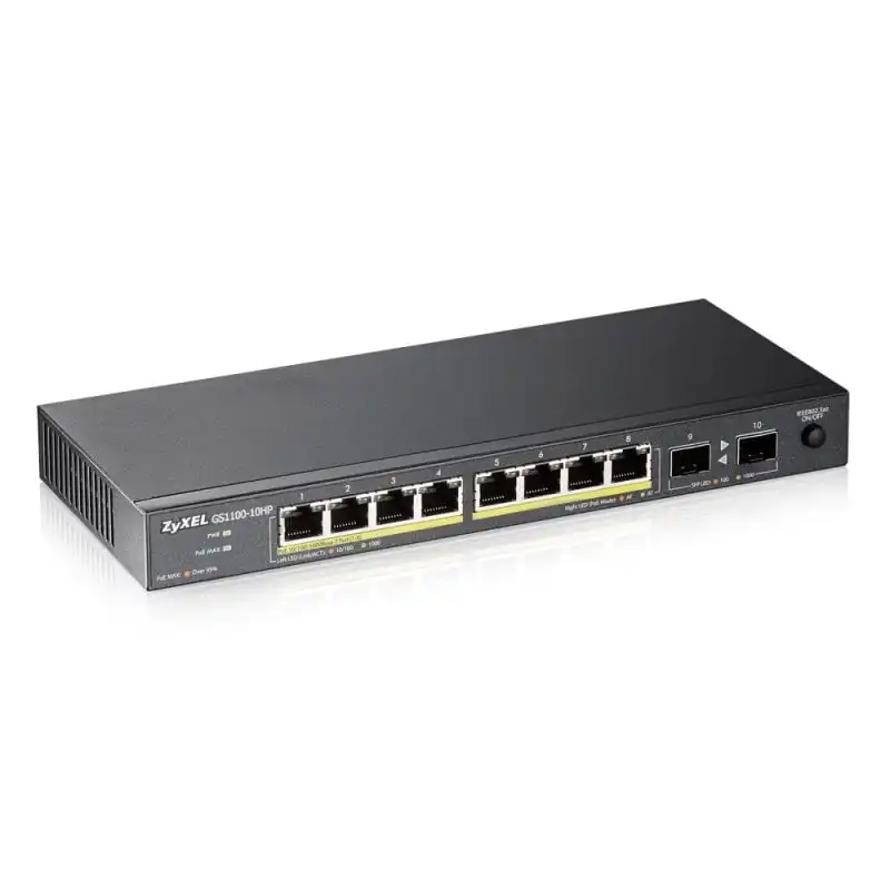 ZyXEL GS1100-10HP Switch 8 Puertos Gigabit Ethernet + 2 SFP