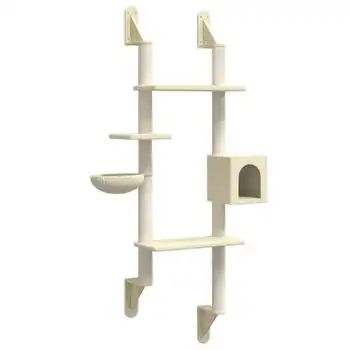 Árbol Rascador Para Gatos De Pared Crema 180 Cm Vidaxl