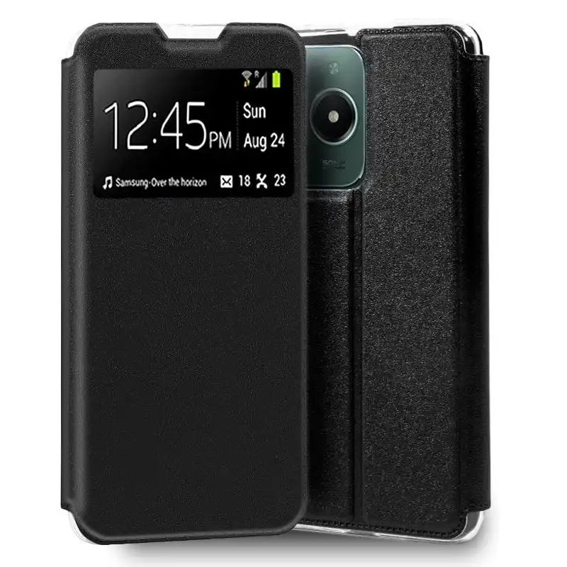 Cool Funda Flip Cover Liso Negro para Realme C61/C63