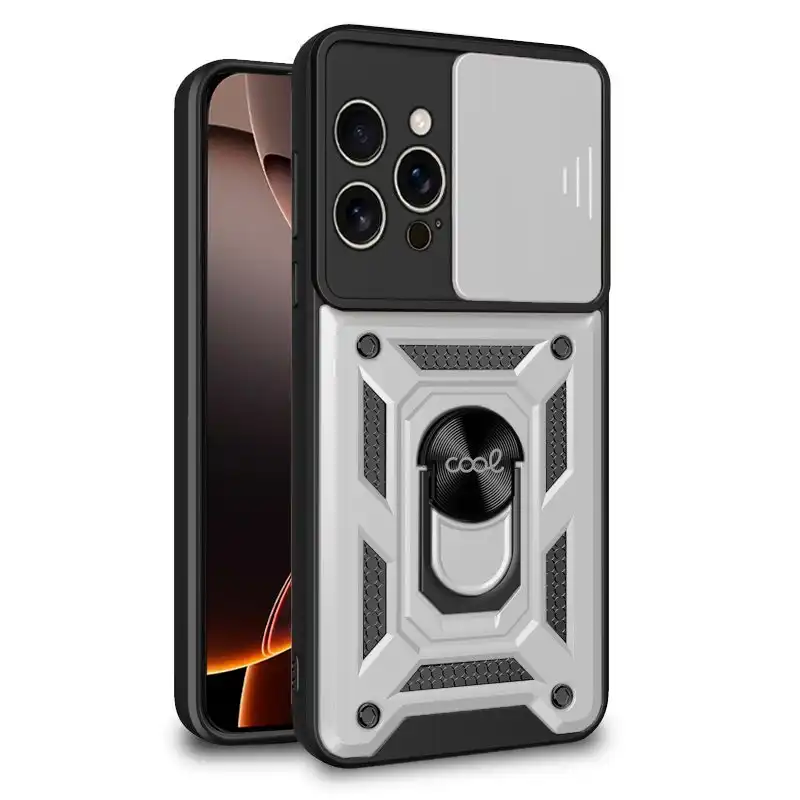 Cool Funda Hard Ring Plata para iPhone 16 Pro Max