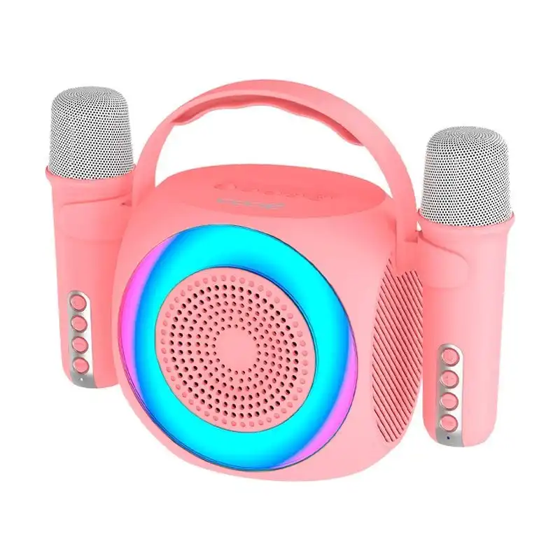 Cool Mini Karaoke Party Altavoz Bluetooth Portátil 6W + 2 Micrófonos Rosa