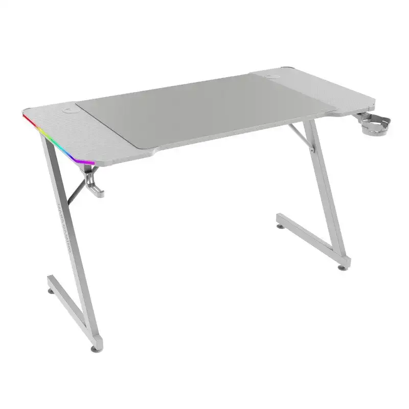 Mars Gaming MGD-X120RGB Mesa Ergonómica ARGB Mando Alfombrilla XXL Soportes Externos 120x60cm Blanco