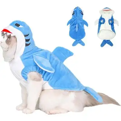 ZooVenture Sudadera con capucha de tiburón de Halloween para perros y gatos - S - Circunferencia del cuello: 26 cm - Zooventure - Comparador de precios