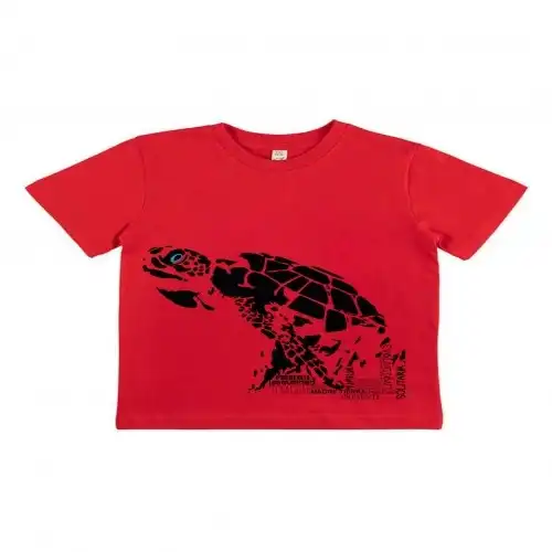 Animal totem camiseta manga corta algodón orgánico tortuga rojo para niños