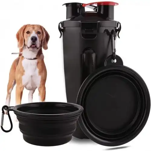 Edipets comedero bebedero portátil plegable de silicona negro para perros