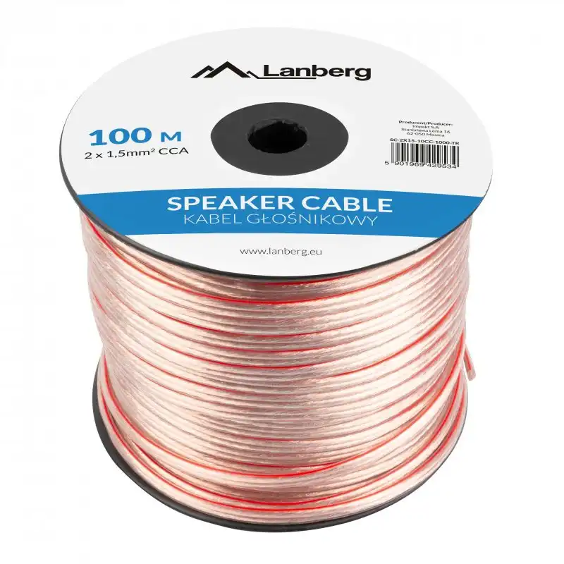 Lanberg Cable para Altavoz Transparente 2X1.5mm2 100m