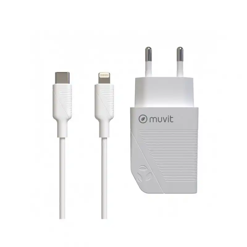 Muvit Cargador USB- C 20W + Cable USB-C a Lightning 1m