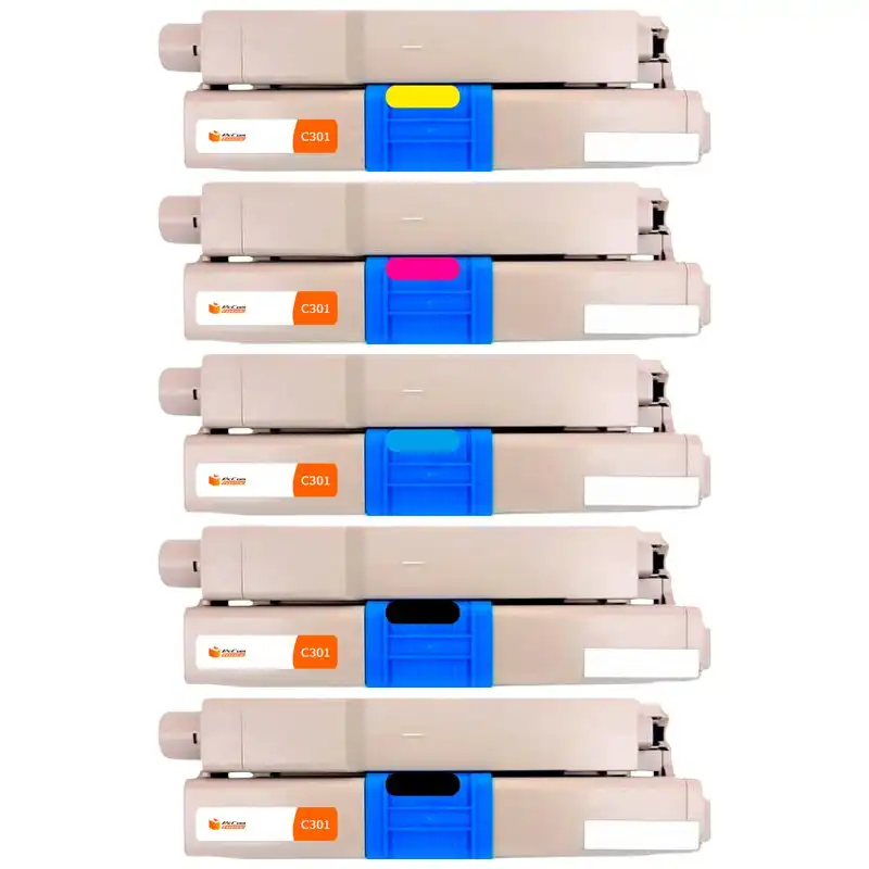 Pccom Essential Tóner Compatible con Oki C301DN/C321DN/MC342DN Negro/Cian/Magenta/Amarillo Pack 5