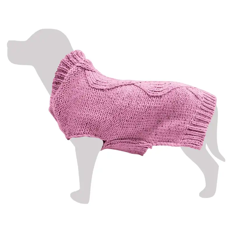 Jersey de punto trenzado rosa para perros, Tallas 40 cm