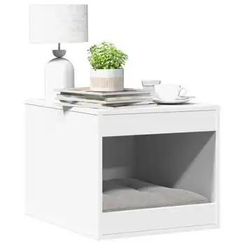 Mueble Arenero Para Gatos Madera Ingeniería Blanco 47x59x42 Cm