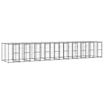 Perrera De Exterior | Jaula Para Perro | Parque Para Mascotas De Acero Con Techo 24,2 M² Cfw783927