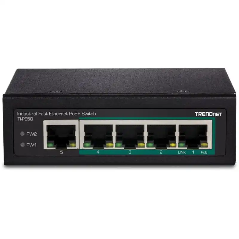 Trendnet TI-PE50 Switch No administrado 4 Puertos Fast Ethernet PoE+ y 1 Puerto Fast Ethernet Negro
