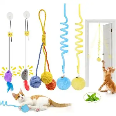 HausPets Juego 5 juguetes colgantes gatos: ratón, bola plumas, hierba - Artículo 1 - HausPets - Comparador de precios