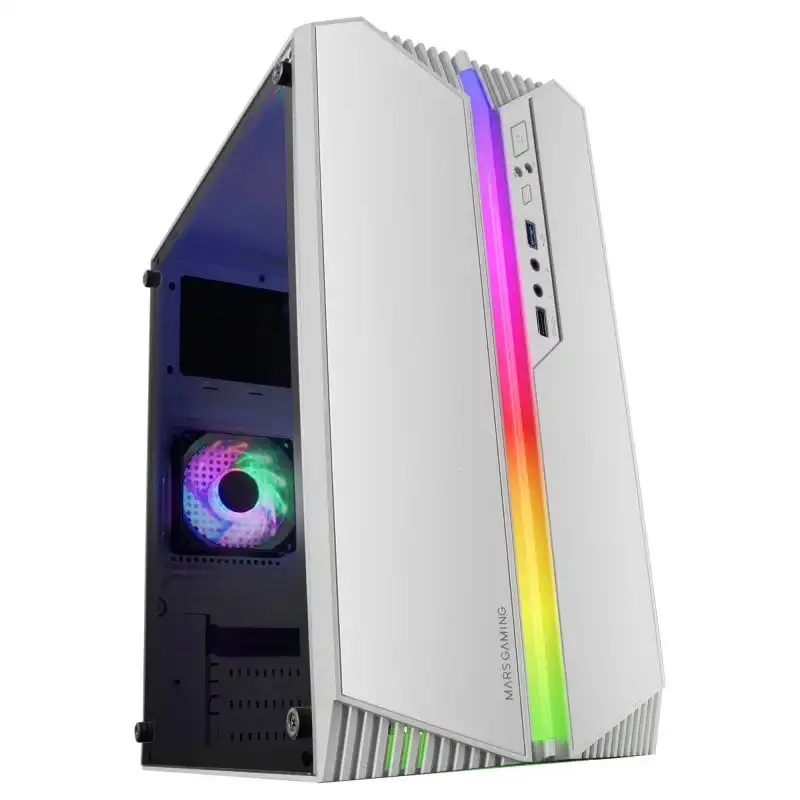 Mars Gaming MC-S1 Caja PC Micro-ATX Ultra-Compacta ARGB 12 Modos USB 3.0 Ventana Blanco