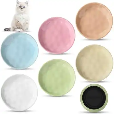 HausPets 6 cuencos de cerámica para gatos de 15x3 cm – Base antideslizante - Rosa, azul, beige, blanco, albaricoque, verde - HausPets - Comparador de precios