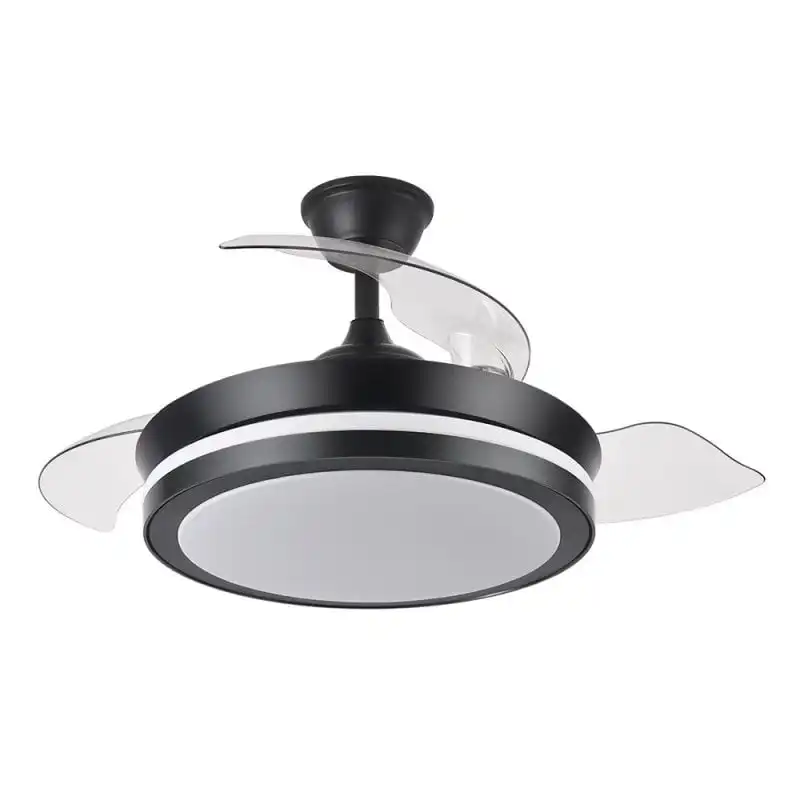 Iluminashop Ventilador de Techo con Luz LED y Mando 72W 91cm Negro Motor DC