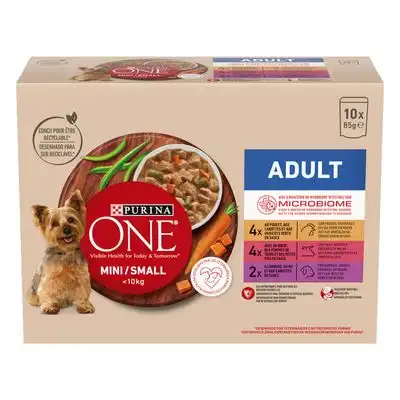 Purina ONE Mini Adult con pollo, ternera y cordero - 10 x 85 g - Purina One - Comparador de precios