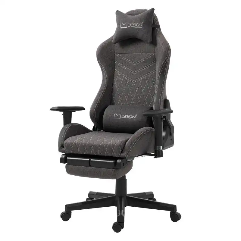 ML-Design Silla Gaming Giratoria Ajustable 122-131cm Gris/Blanca