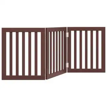 Puerta Para Perros Plegable 3 Paneles Madera Álamo Marrón 150cm Vidaxl