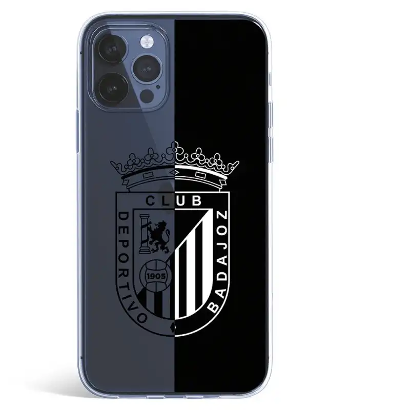Funda Licencia Oficial Club Deportivo Badajoz Escudo Fondo Negro y Transparente para iPhone 12 Pro