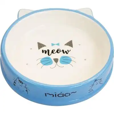 UAMLY Cuenco de cerámica poco profundo para gatos - 1 pieza azul - Uamly - Comparador de precios