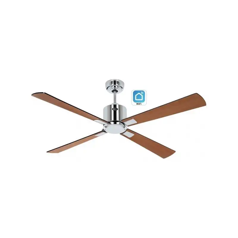 Ventilador De Techo Casafan Eco Neo Iii 132cm Con Wifi 948202w Motor Cromo Brillante/ Teca Y Negro