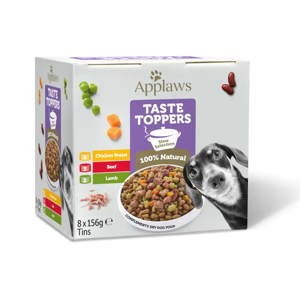 Applaws Taste Toppers con caldo latas para perros 8 x 156 g - Pack mixto en estofado