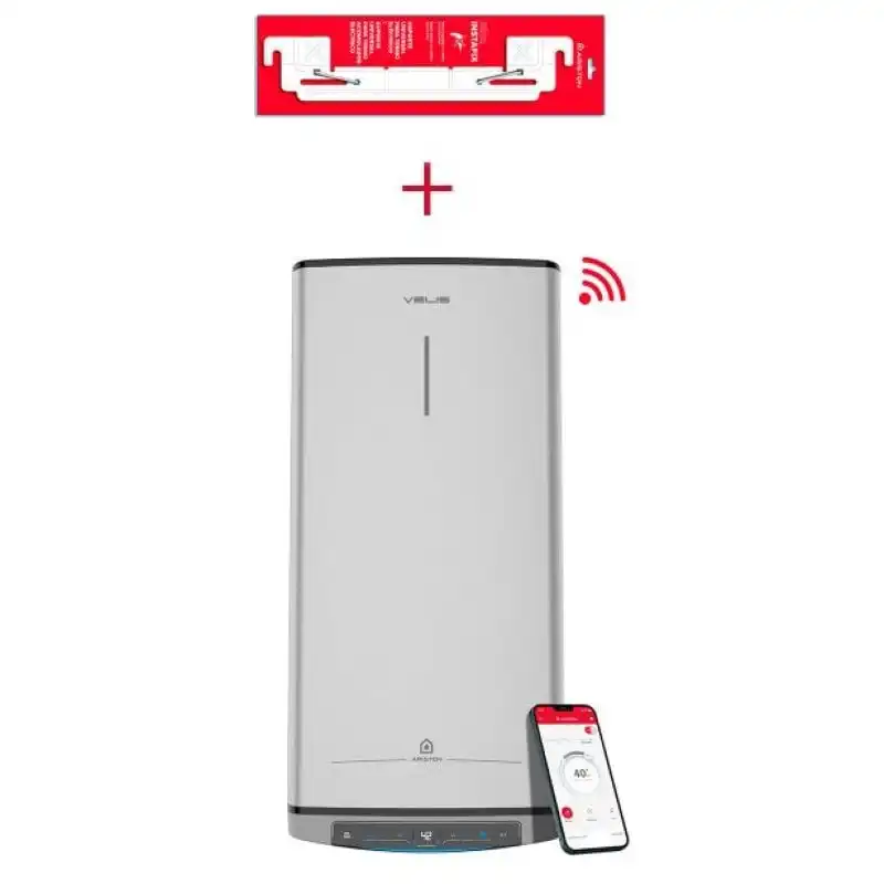 Ariston Velis Tech Dry Termo Eléctrico Inteligente 80L Clase B + Soporte de Pared Instafix