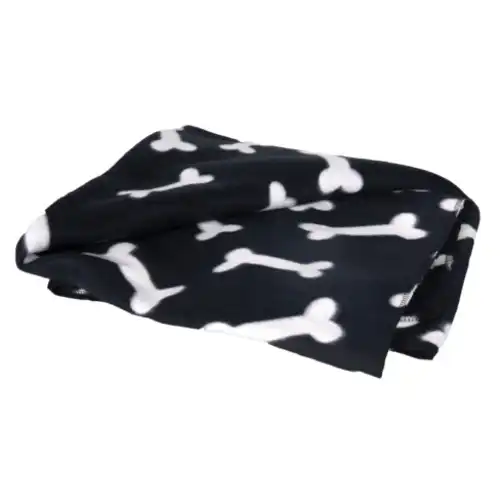 Flamingo Manta negra con estampado de huesos para mascotas