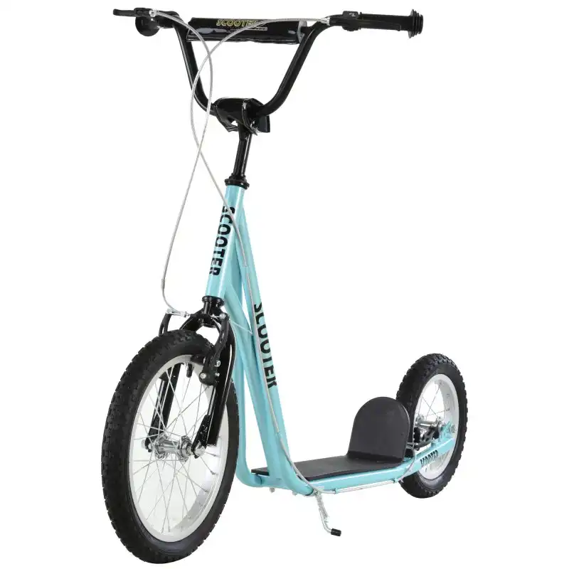 HomCom Patinete Infantil de Ruedas Grandes Azul