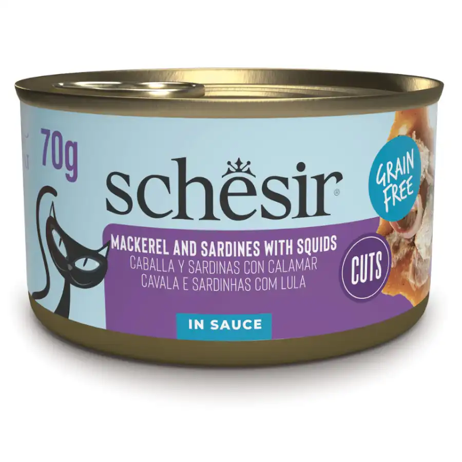 Schesir Lata Caballa, Sardinas con Calamar en salsa para gatos 70 g - Schesir - Comparador de precios