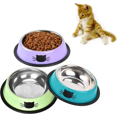 HausPets Lote 3 comederos acero antideslizantes – Azul/violeta/verde - Azul / Morado / Verde - HausPets - Comparador de precios