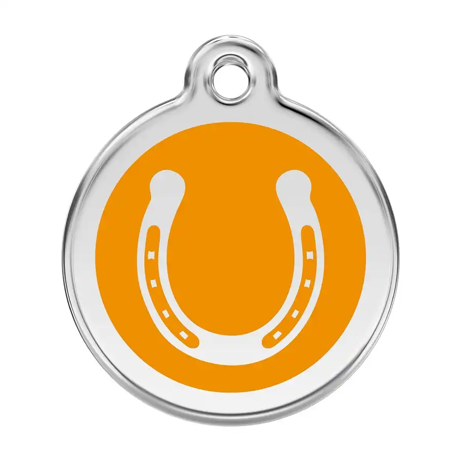 Placa identificativa Acero Inoxidable Esmalte Herradura Naranja para perros