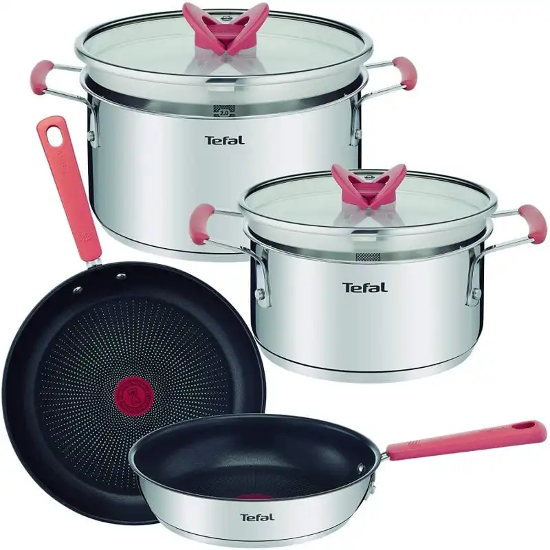 Tefal G720S604 Set Optispace 4 Piezas Sartenes 24cm/28cm + Cacerolas 18/20 cm + Tapas
