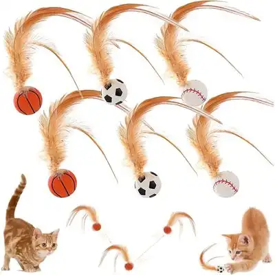 FurryFusion Juego de 6 pelotas de plumas saltarinas para gatos - Artículo 6 - Furry Fusion - Comparador de precios